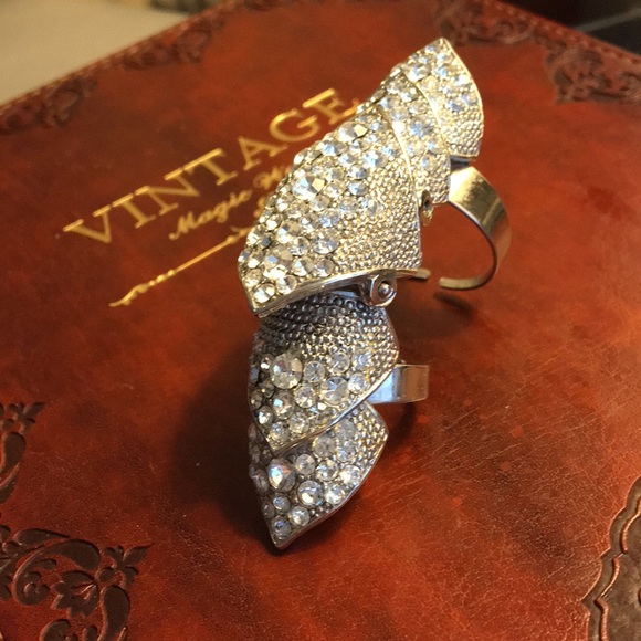 FINGER RING SILVER DIAMOND CRYSTALS - Picture 2 of 6